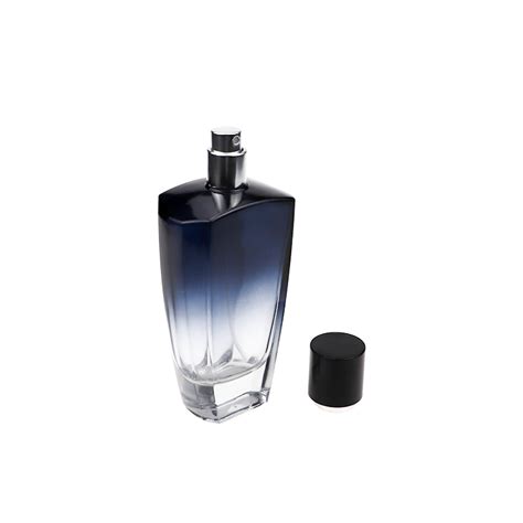 Wholesale Cheap Dark Blue Perfume Bottle 100 Ml With Black Cap High