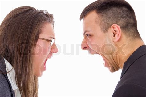 Young Couple Fighting And Yelling On Stock Photo