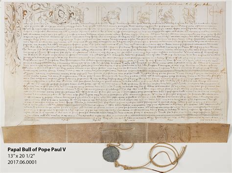 Object Of The Month Papal Bull Of Pope Paul V 1618 Translated By