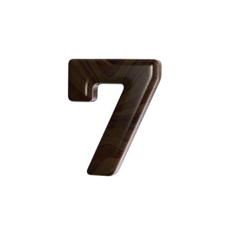 Number 7 3d Render With Wood Material 28798478 Png