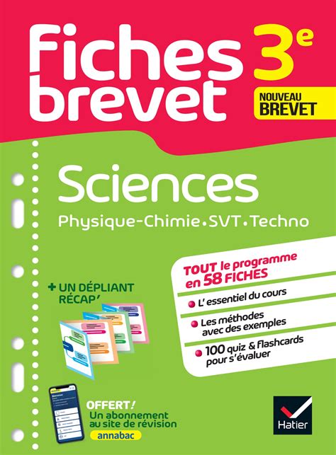 Ebook Fiches brevet Sciences 3e - Physique-Chimie, SVT, Technologie