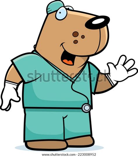 Cartoon Illustration Dog Doctor Scrubs Stock Vector Royalty Free