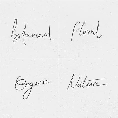 Four Different Types Of Writing On Paper With The Words Botanical