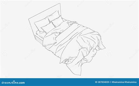 Bed Outline Bed Line Drawing Bed Illustration Hand Drawn Stock