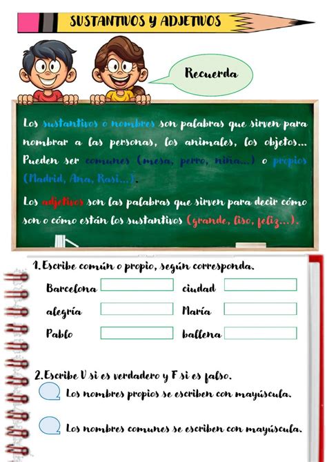 Worksheets Amy Texts Word Sorts Nouns And Adjectives Math Lessons Spanish Language