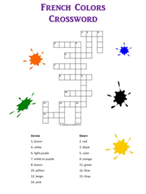 What if you don't know french? French Crossword - Colors