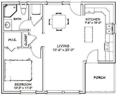 30x24 House 1 Bedroom 1 Bath 657 Sq Ft Pdf Floor Plan Etsy