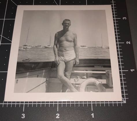 1950s Mature Man Beefcake Bulge Swimsuit Vintage Gay Int Snapshot Photo