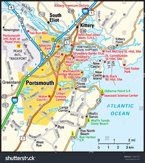 Portsmouth New Hampshire Area Map เวกเตอร์สต็อก ปลอดค่าลิขสิทธิ์