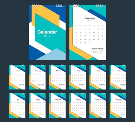 Premium Vector 2018 Calendar Desk Calendar Modern Design Template