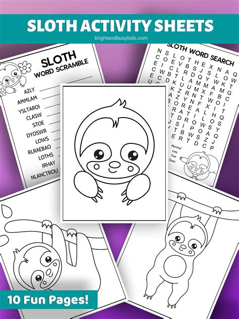 Worksheets are a very important part of learning english. Free Printables For Kids: Sloth Activity Sheets