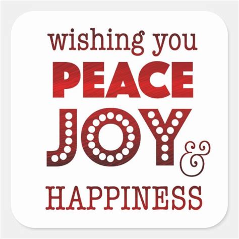 Peace Joy And Happiness Stickers For Holiday Card