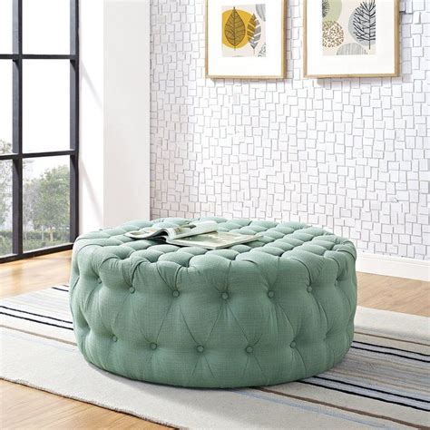 Amour Cocktail Ottoman Upholstered Fabric Round Ottoman Round