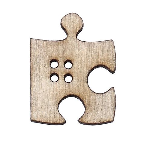 HOUSWEETY 200PCs 4 Holes Wooden Puzzle Pattern Buttons Fit ...