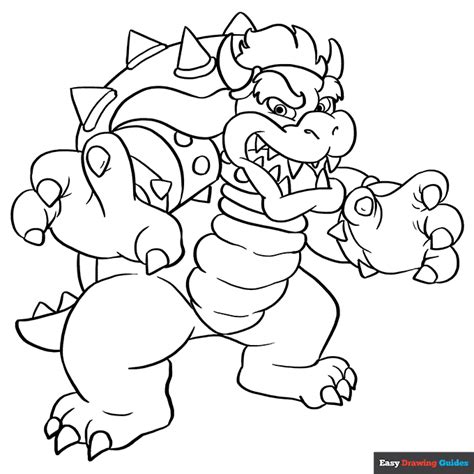 Bowser From Super Mario Bros Coloring Page Easy Drawing Guides