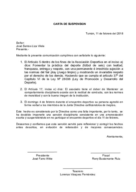 Doc Carta De Suspension Lorenzo Vasquez