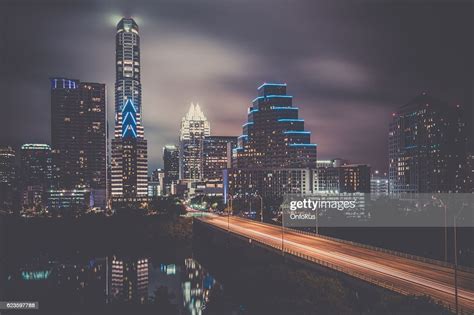 Austin Texas Downtown Skyscrapers Skyline Panorama Cityscape At Night