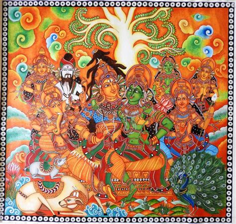 Buy Kerala Mural Shivakudumbam Handmade Painting By Devi J Codeart