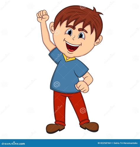 Boy Raised His Hand Cartoon Stock Vector Illustration Of Cartoon