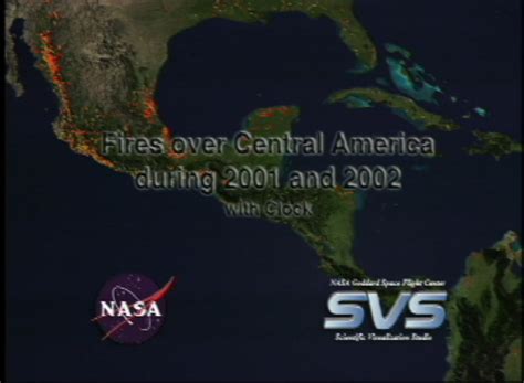 Nasa Svs Fires Over Central America During 2001 And 2002 With Clock