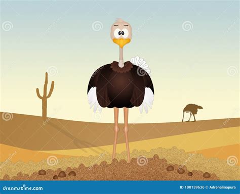 Ostrich In The Desert Stock Illustration Illustration Of Wild 108139636