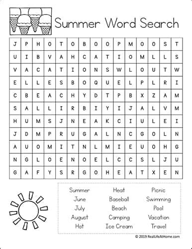 Easy Summer Word Search Free Printables For Kids