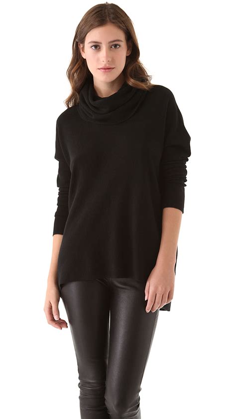 Vince Cowl Neck Cashmere Sweater In Black Lyst