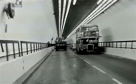 Further congestion remains as far back. London Bus in Blackwall Tunnel, London. 1960s. | Any ideas ...
