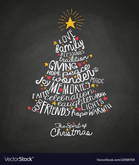 Handwritten Words In Christmas Tree Shape Vector Image