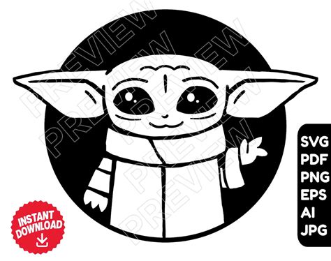 Baby Yoda Svg Png Vector Cut File Clipart Disney Svg Star Etsy The