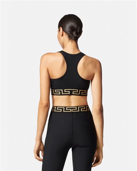 Greca Border Gym Sports Bra Black Versace Us
