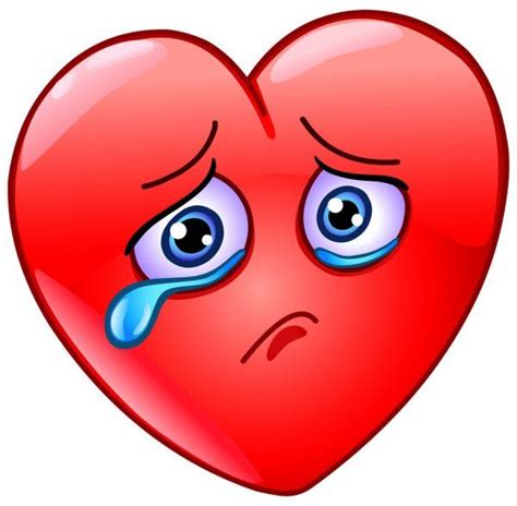 Crying Heart Emoticon — Stock Illustration Broken Heart Boy Sad Heart