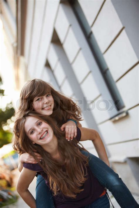 2 Girls Having Fun Together Stock Image Colourbox