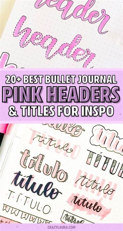 20 Best Pink Bullet Journal Headers For Inspiration In 2020 Crazy