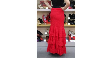 Falda Flamenco Encaje Rojo