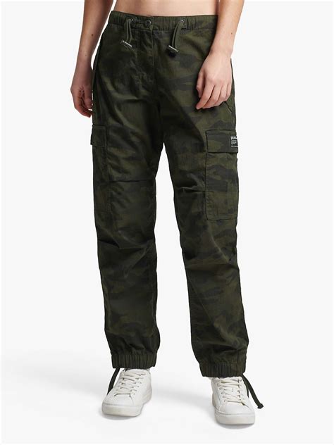 Superdry Organic Cotton Parachute Grip Cargo Trousers Green Camo At
