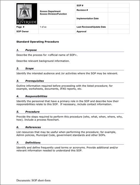 9 Standard Operating Procedure Sop Templates Word Excel Pdf Formats