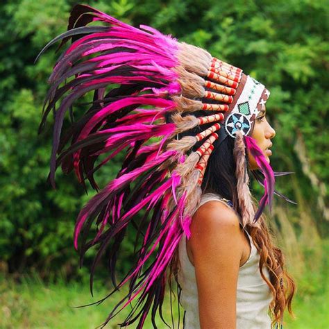 Pink Native American Headdress 75cm Indian Headdress Novum Crafts