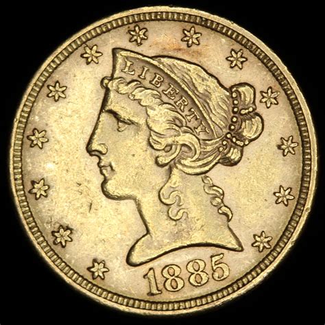 1885 5 Five Dollars Liberty Head Half Eagle Gold Coin Pristine Auction