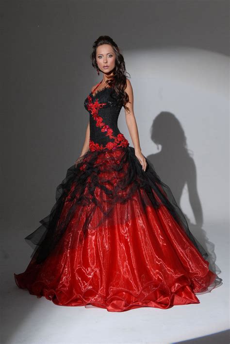 Free Shipping New Ball Gown Lace Appliques Hot Beautiful Red Black Flower Bridal Gown Custom