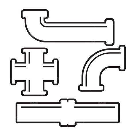 Pipes And Plumbing Fittings Set Vector Pipeline Drain Pipe Vector