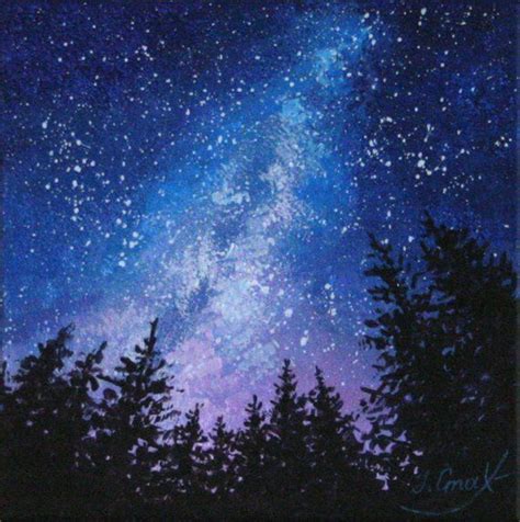 Starry Sky Painting Milky Way Art Starry Night Art Acrylic
