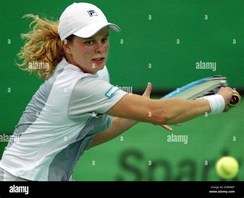 Dpa Belgian Tennis Player Kim Clijsters Hits A Backhand During The