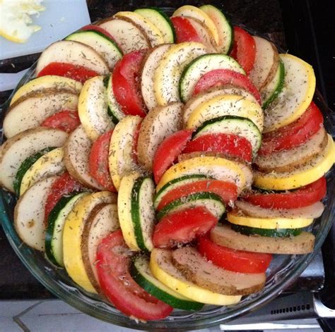 How to cook squash zucchini and eggplant. Vegetable Tian. I make this often with zucchini, yellow ...
