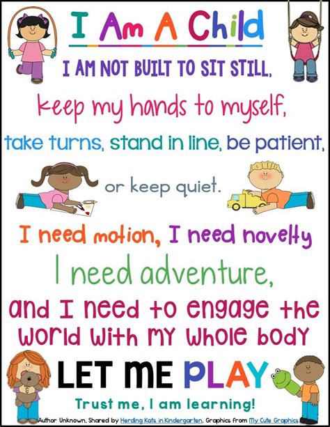 Free I Am A Child Poster Inspirational Words To Support Play Based