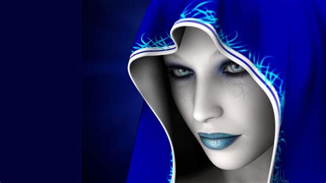 Beautiful Young Nun In Blue Costum Blue Eyes White Tan