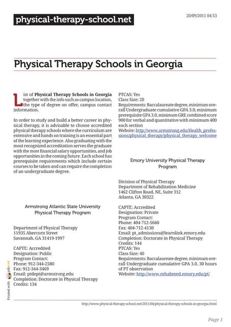 Physical Therapy Schools In Georgia