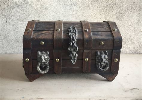 Wooden Treasure Chest Jewelry Box No Lining Mens Jewelry Box Humpback