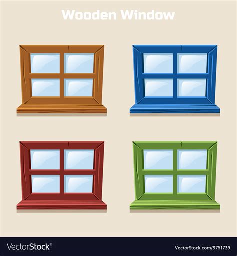 Cartoon Wooden Colorful Window Royalty Free Vector Image