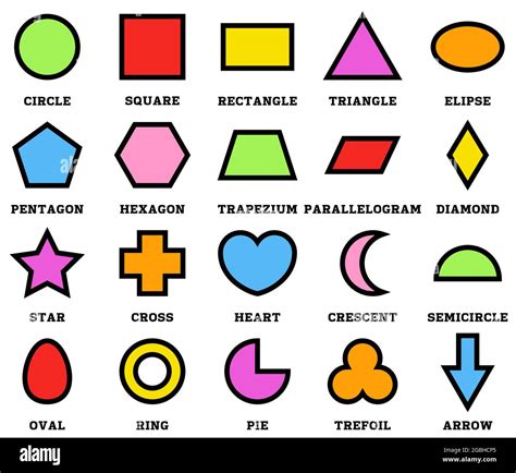 Colorful Geometric Shapes With Their Name Clip Art Collection Isolated